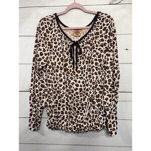 Tory Burch Size Small Animal Print Top Brown Beige